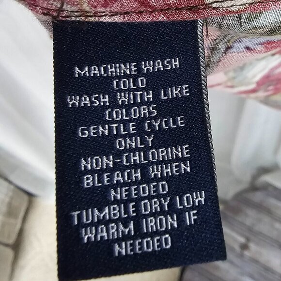 Chaps Blouse Button Up Brown Pink Floral Boho Cottagecore Preppy 3X - Picture 7 of 8